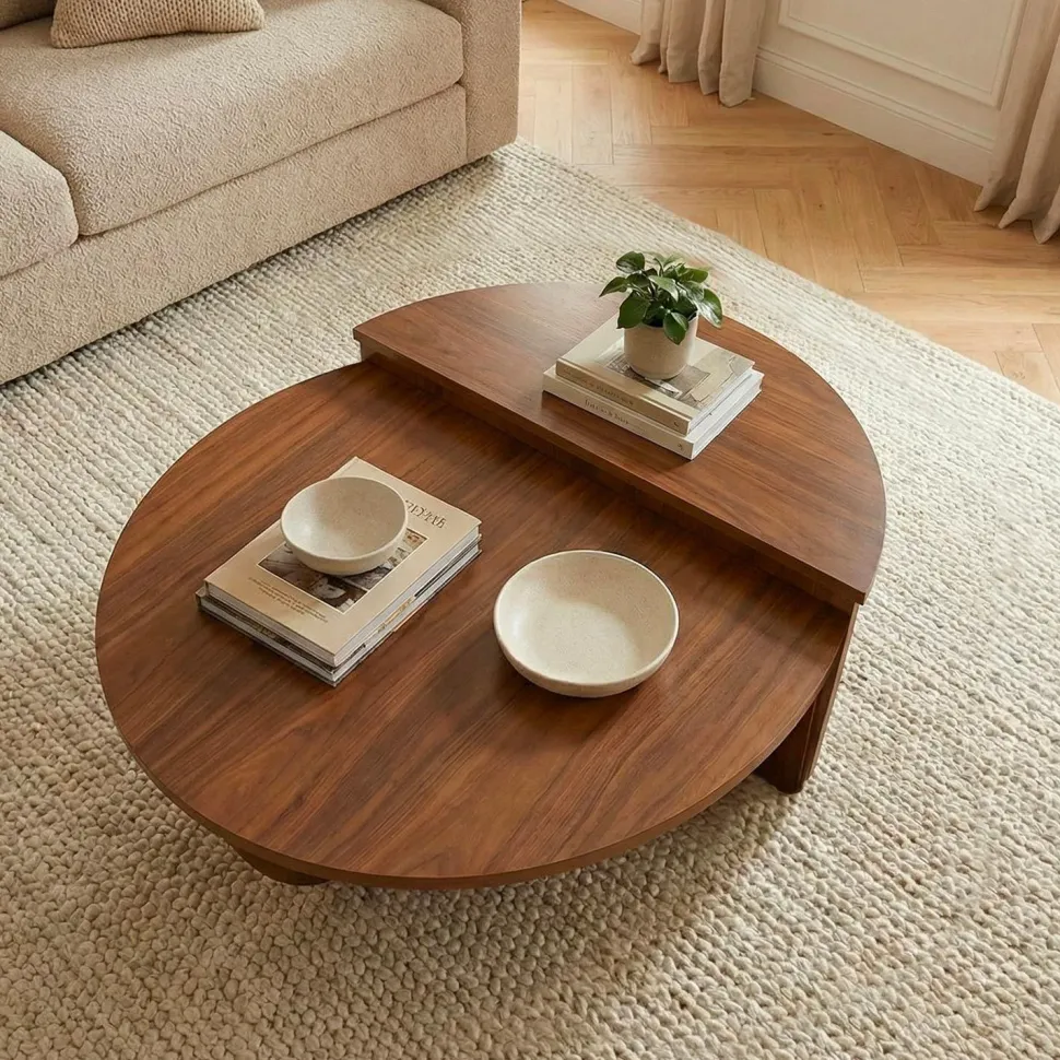 Set de 2 tables basses design Glowik Bois Noisette