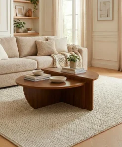 Set de 2 tables basses design Glowik Bois Noisette