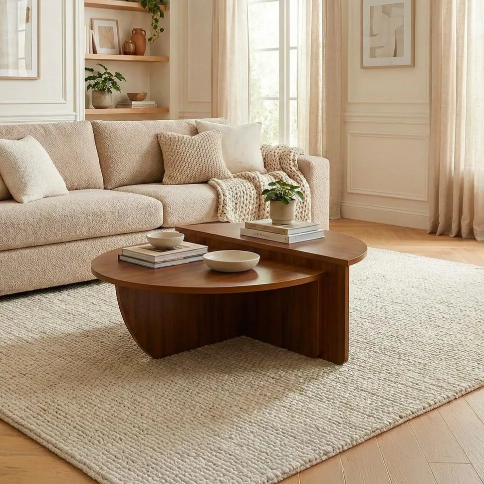 Set de 2 tables basses design Glowik Bois Noisette