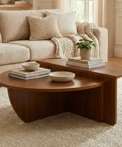 Set de 2 tables basses design Glowik Bois Noisette