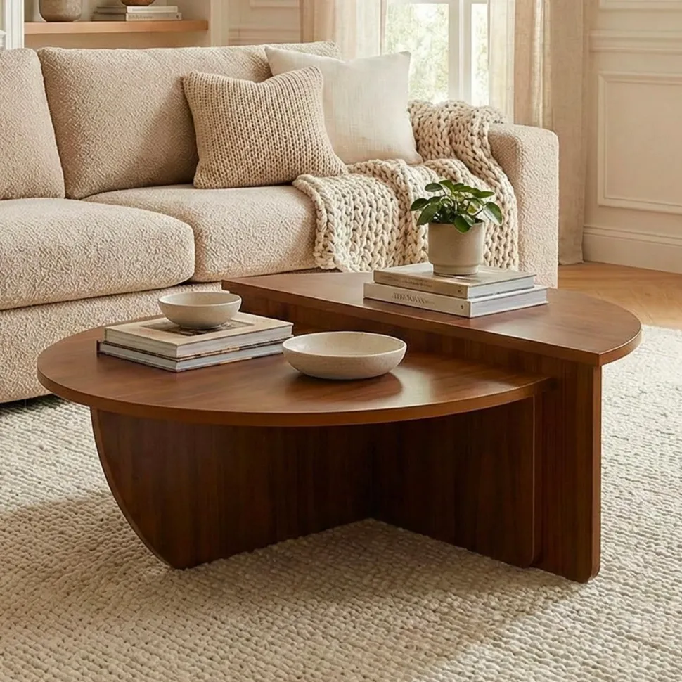 Set de 2 tables basses design Glowik Bois Noisette