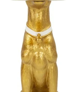 Statue chien pitbull dorée avec plateau