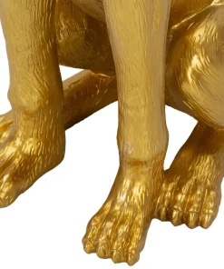 Statue chien pitbull dorée avec plateau