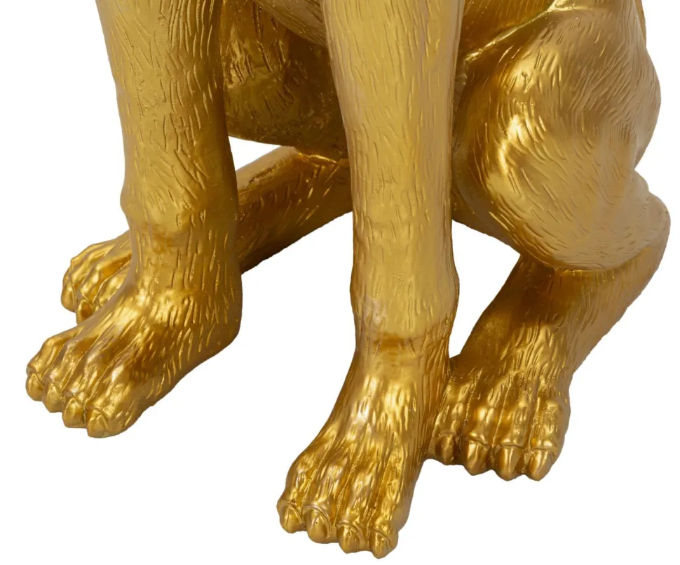 Statue chien pitbull dorée avec plateau