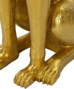Statue de chien Pitbull dorée avec plateau métal