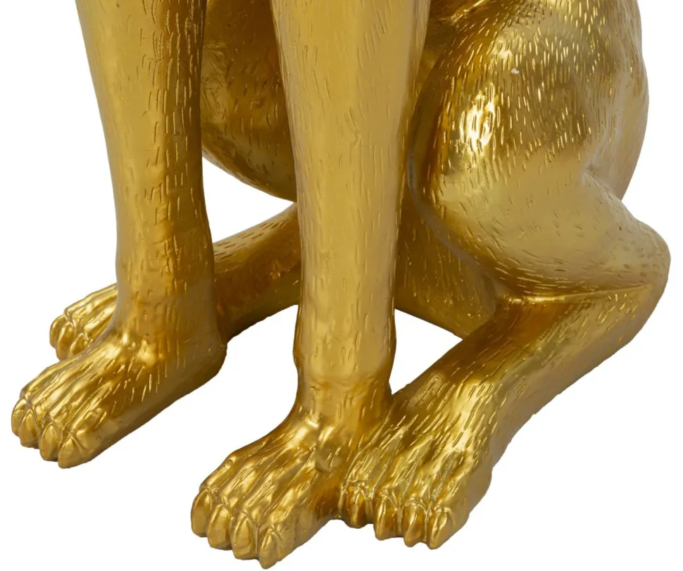 Statue de chien Pitbull dorée avec plateau métal