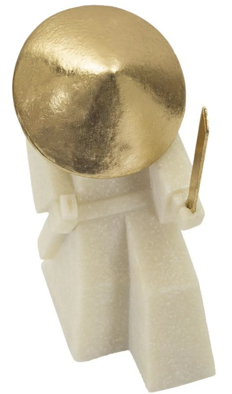 Statue de samouraï Quarzy Polyrésine et Métal Blanc Chapeau doré Épée