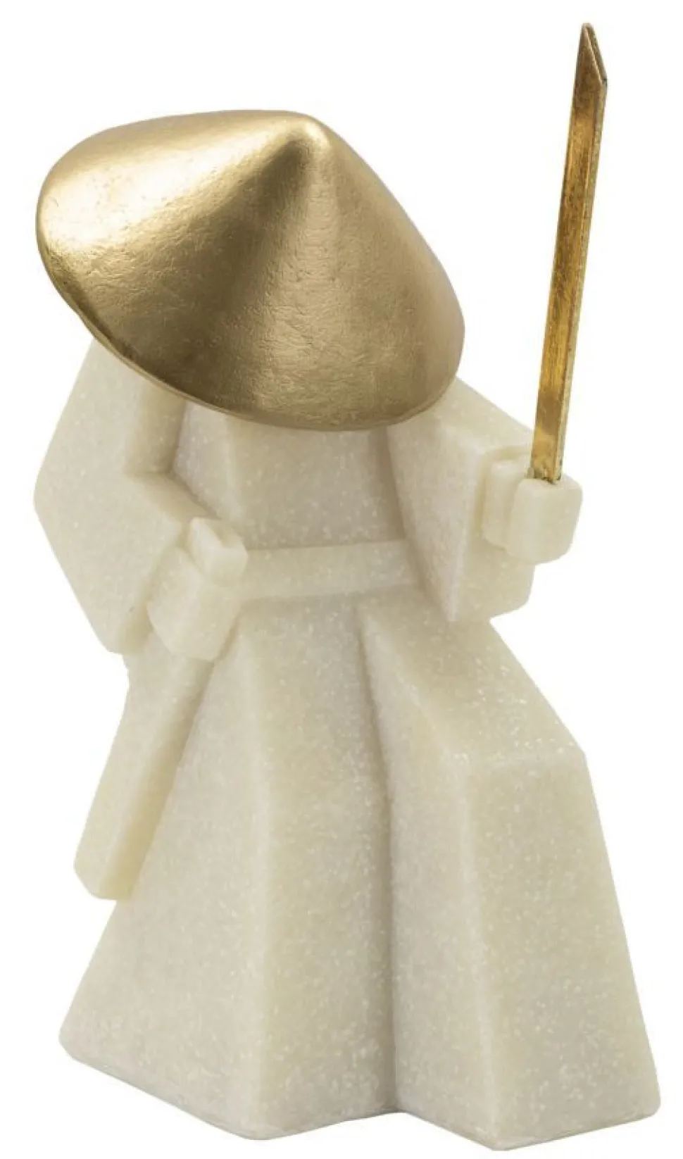 Statue de samouraï Quarzy Polyrésine et Métal Blanc Chapeau doré Épée