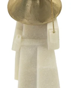 Statue de samouraï Quarzy Polyrésine et Métal Blanc Chapeau doré Épée