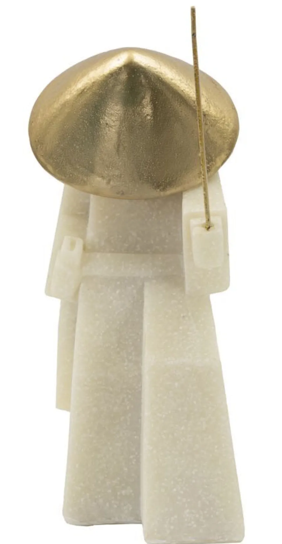 Statue de samouraï Quarzy Polyrésine et Métal Blanc Chapeau doré Épée