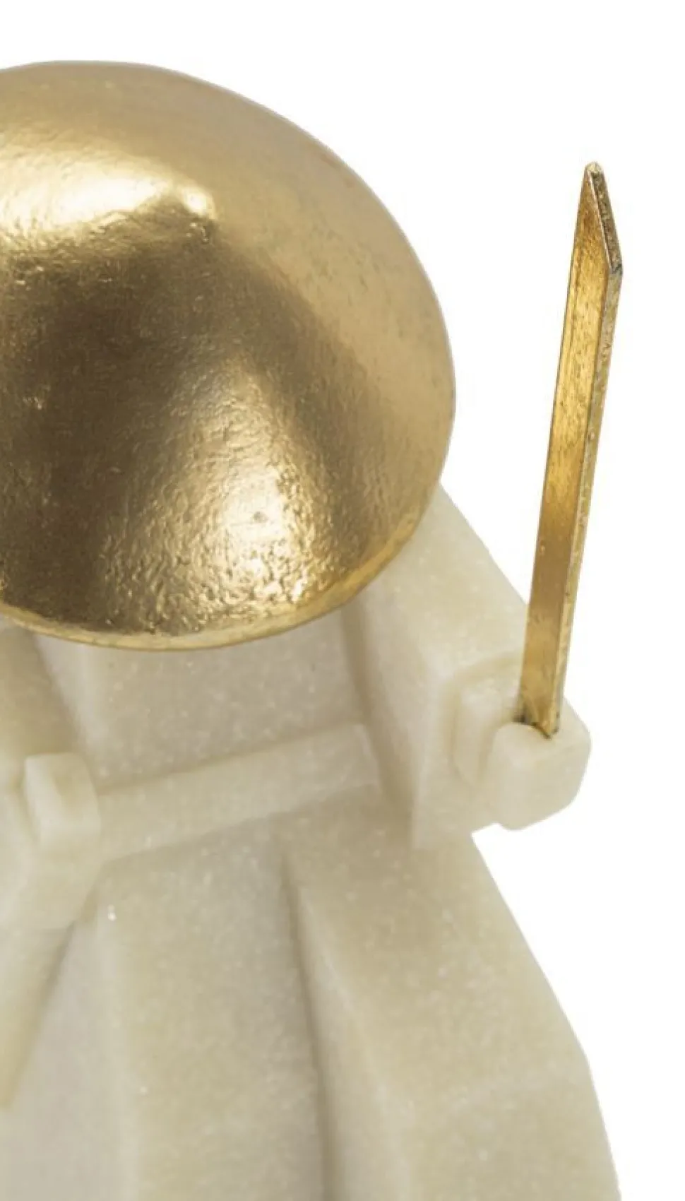 Statue de samouraï Quarzy Polyrésine et Métal Blanc Chapeau doré Épée