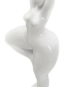 Statue Femme Yoga Polyrésine Blanche