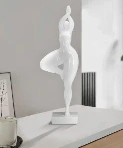 Statue Femme Yoga Polyrésine Blanche