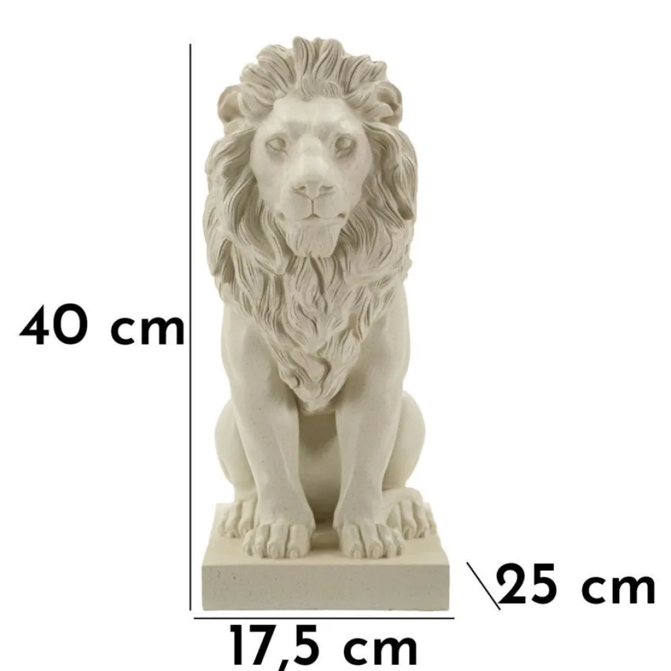 Statue Lion Leone Stons en Résine Beige
