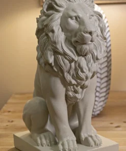Statue Lion Leone Stons en Résine Beige