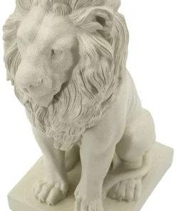 Statue Lion Leone Stons en Résine Beige