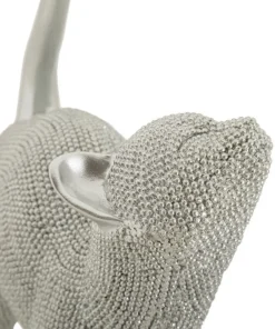 Statuette de chat en polyrésine finition argentée