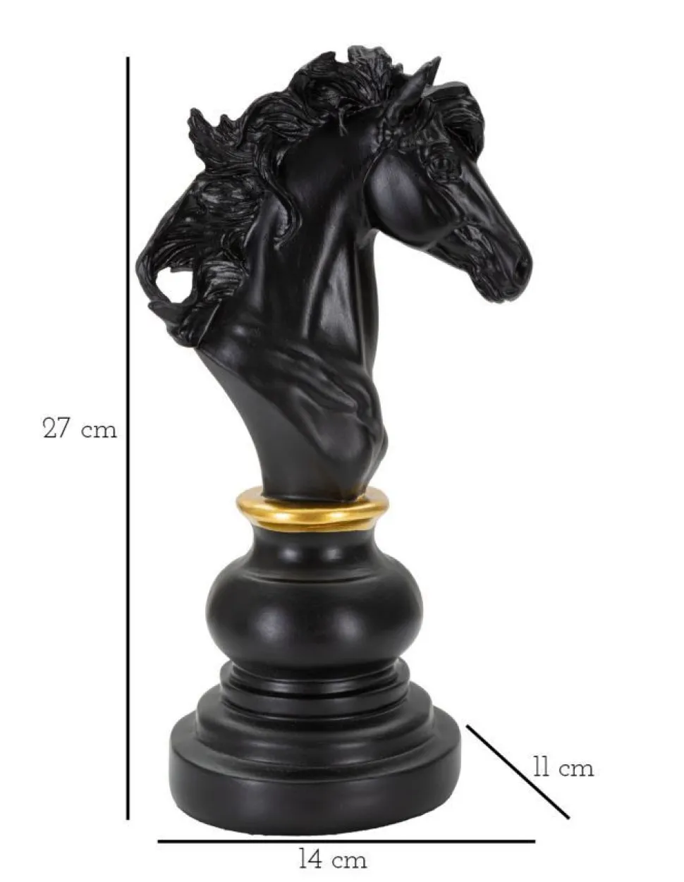 Statuette Design Cavalier Noir et Or Polyrésine