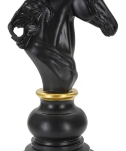 Statuette Design Cavalier Noir et Or Polyrésine