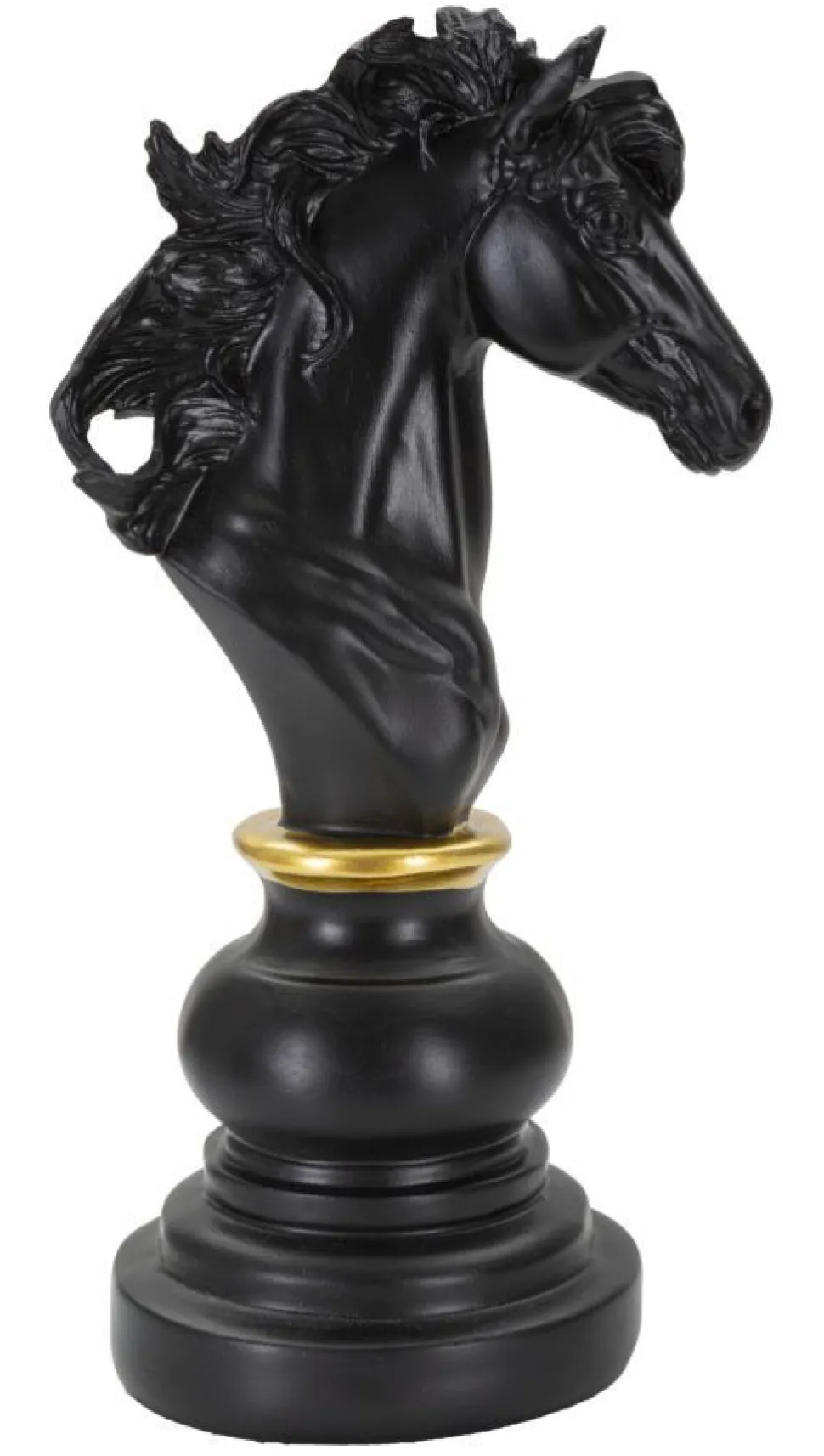 Statuette Design Cavalier Noir et Or Polyrésine