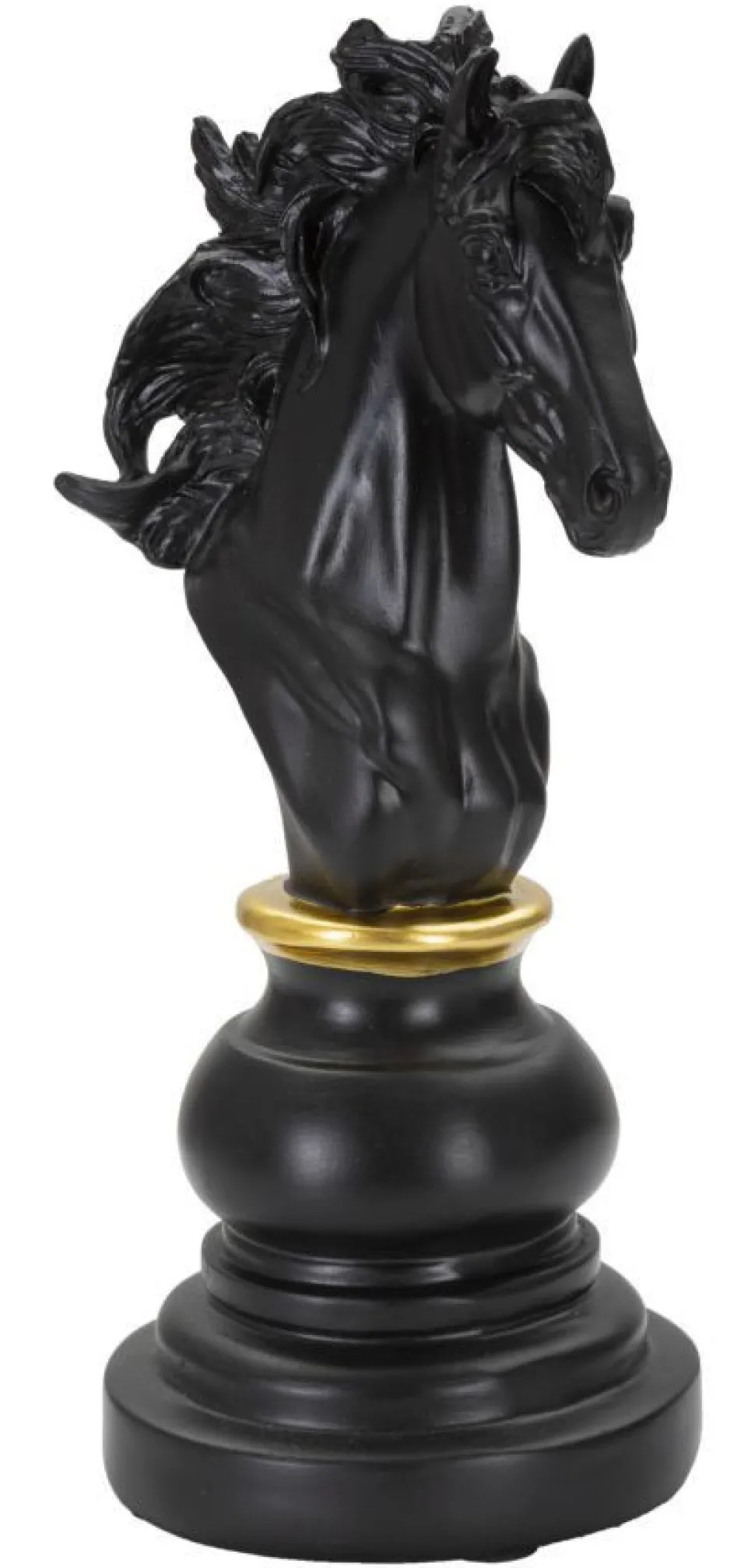 Statuette Design Cavalier Noir et Or Polyrésine