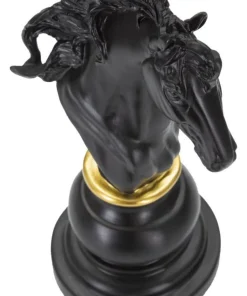 Statuette Design Cavalier Noir et Or Polyrésine