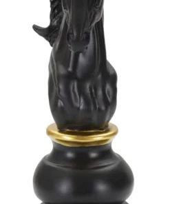 Statuette Design Cavalier Noir et Or Polyrésine
