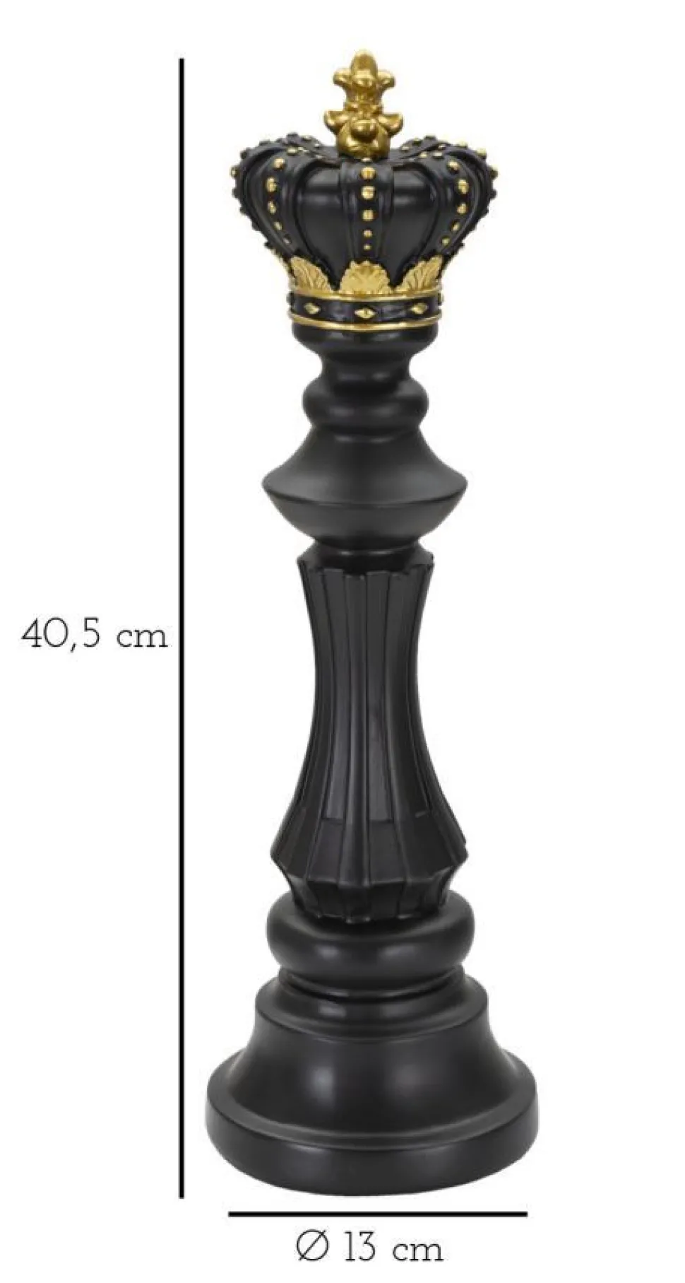 Statuette Roi d'échecs Polyrésine Noir et Or
