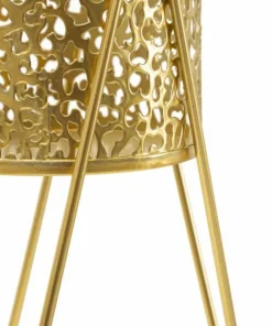 Support de vase en métal doré avec sculptures irrégulières - Ensemble de 2 pcs