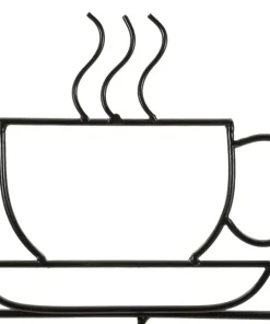 Support mural métal Noir tasse fumante cœur