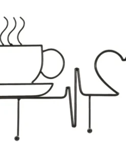 Support mural métal Noir tasse fumante cœur