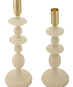 Supports de bougie Gemini Crème ensemble 2 pcs