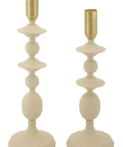 Supports de bougie Gemini Crème ensemble 2 pcs