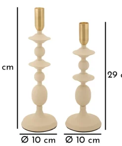 Supports de bougie Gemini Crème ensemble 2 pcs