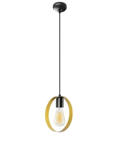 Suspension 1 lampe 1 anneau Annulis Métal Or et Noir