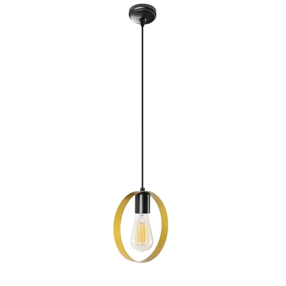 Suspension 1 lampe 1 anneau Annulis Métal Or et Noir