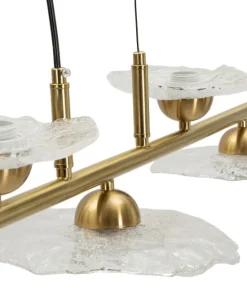Suspension Emily 5 lumières métal doré et verre transparent