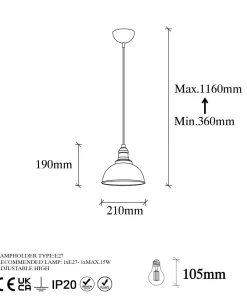 Suspension Escus Ø21cm Métal Noir et Or antique