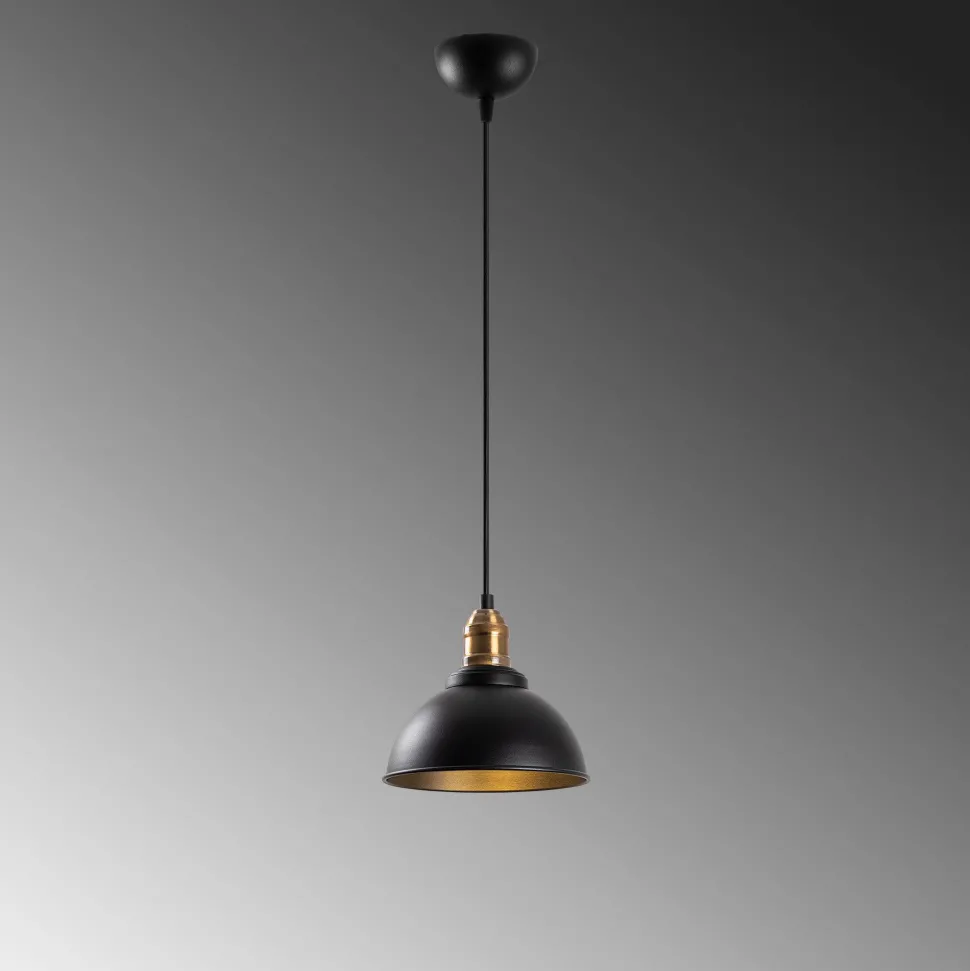 Suspension Escus Ø21cm Métal Noir et Or antique