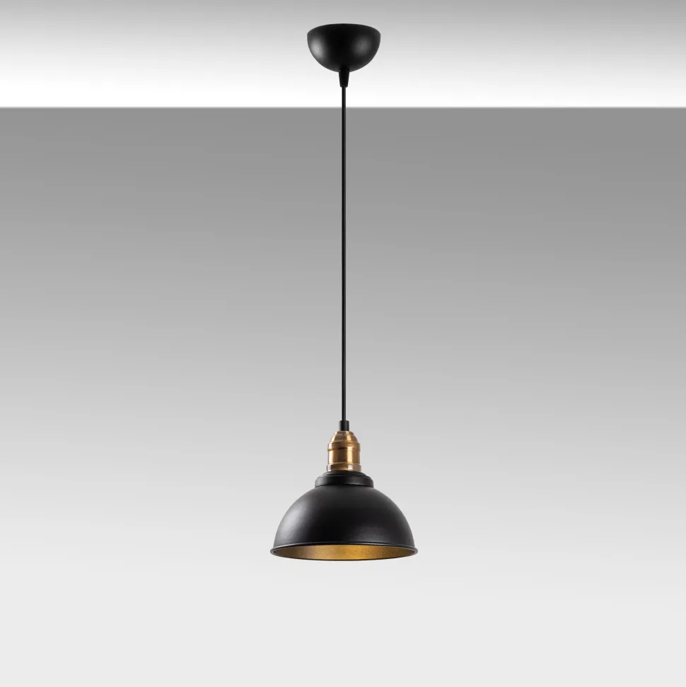Suspension Escus Ø21cm Métal Noir et Or antique