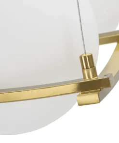 Suspension géométrique JAPON métal doré et verre blanc