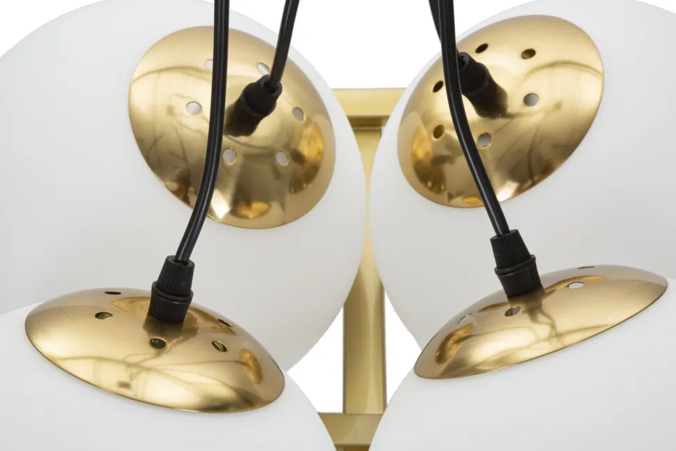 Suspension géométrique JAPON métal doré et verre blanc