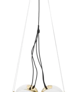 Suspension géométrique JAPON métal doré et verre blanc