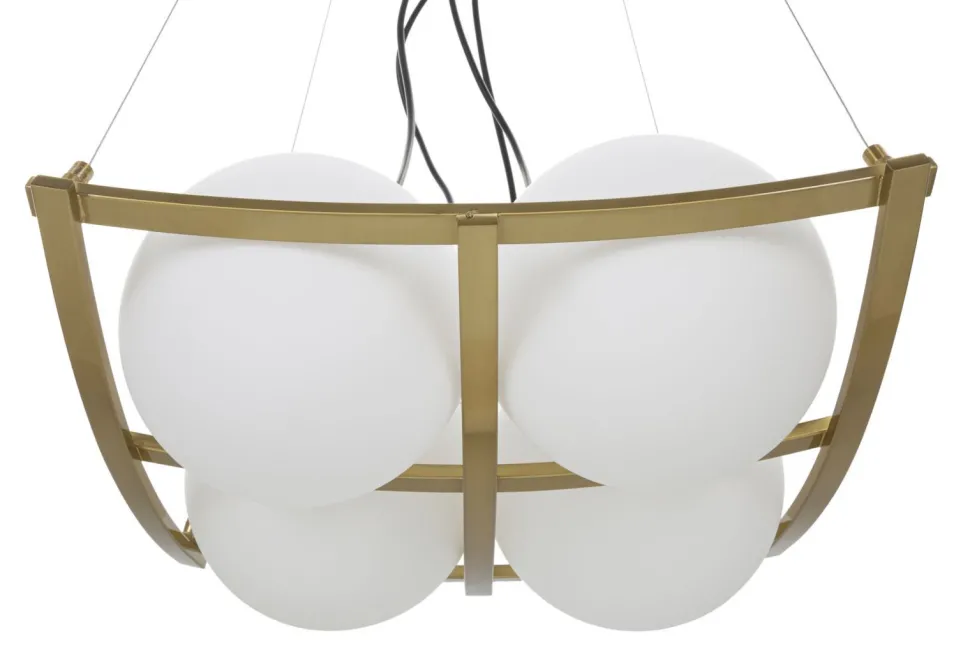 Suspension géométrique JAPON métal doré et verre blanc