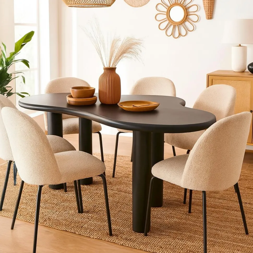Table à manger forme nuage asymétrique L180cm VALDO Noir