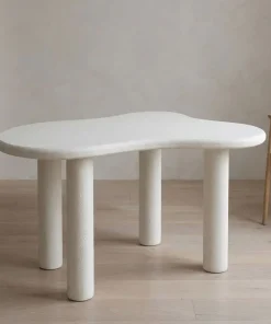 Table à manger forme nuage asymétrique L180cm VALDO Blanc minéral texturé