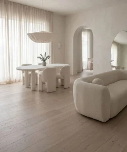 Table à manger forme nuage asymétrique L180cm VALDO Blanc minéral texturé
