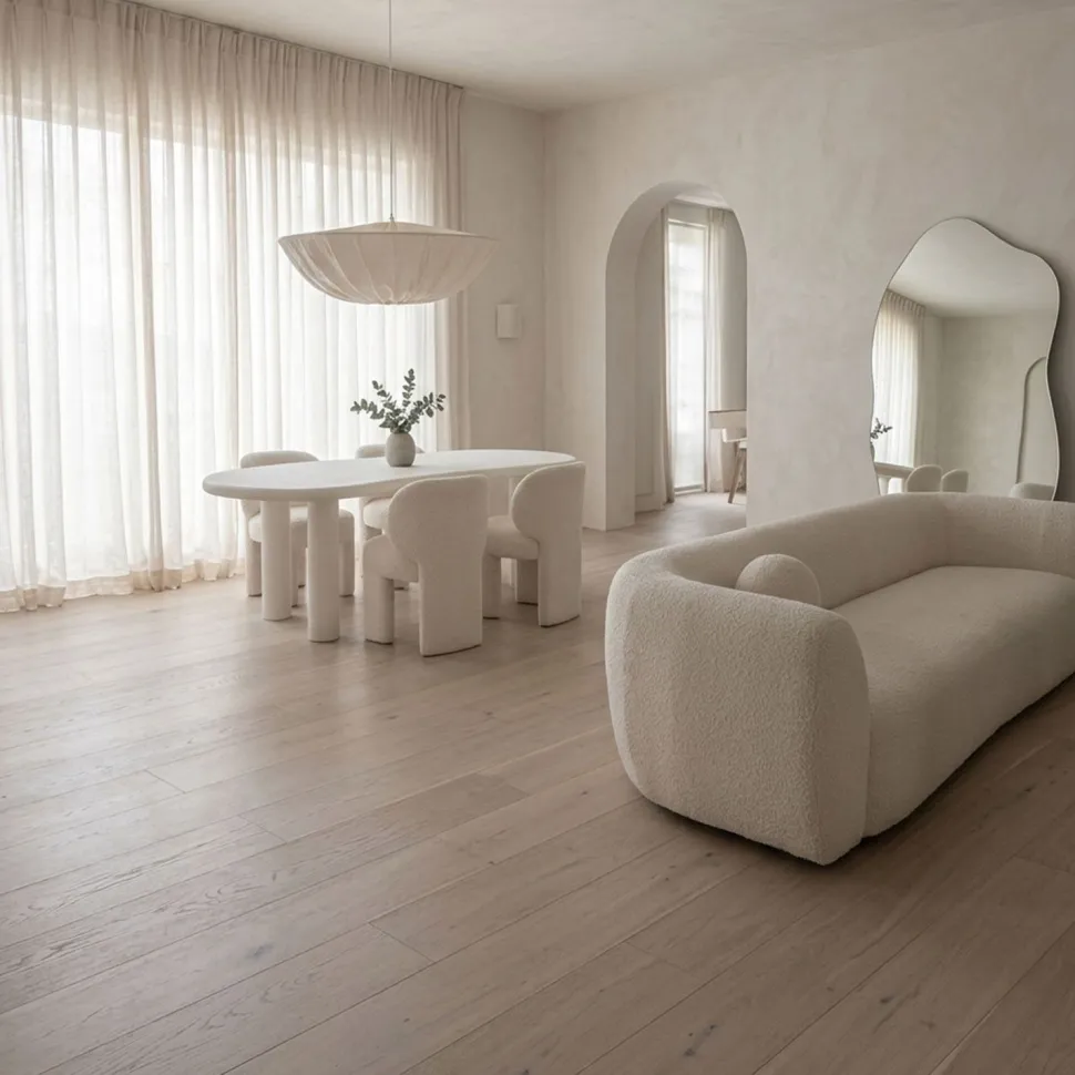 Table à manger forme nuage asymétrique L180cm VALDO Blanc minéral texturé