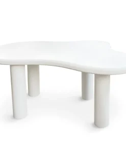 Table à manger forme nuage asymétrique L180cm VALDO Blanc minéral texturé