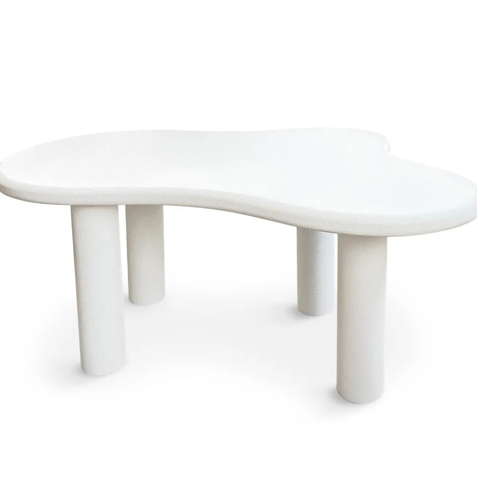 Table à manger forme nuage asymétrique L180cm VALDO Blanc minéral texturé